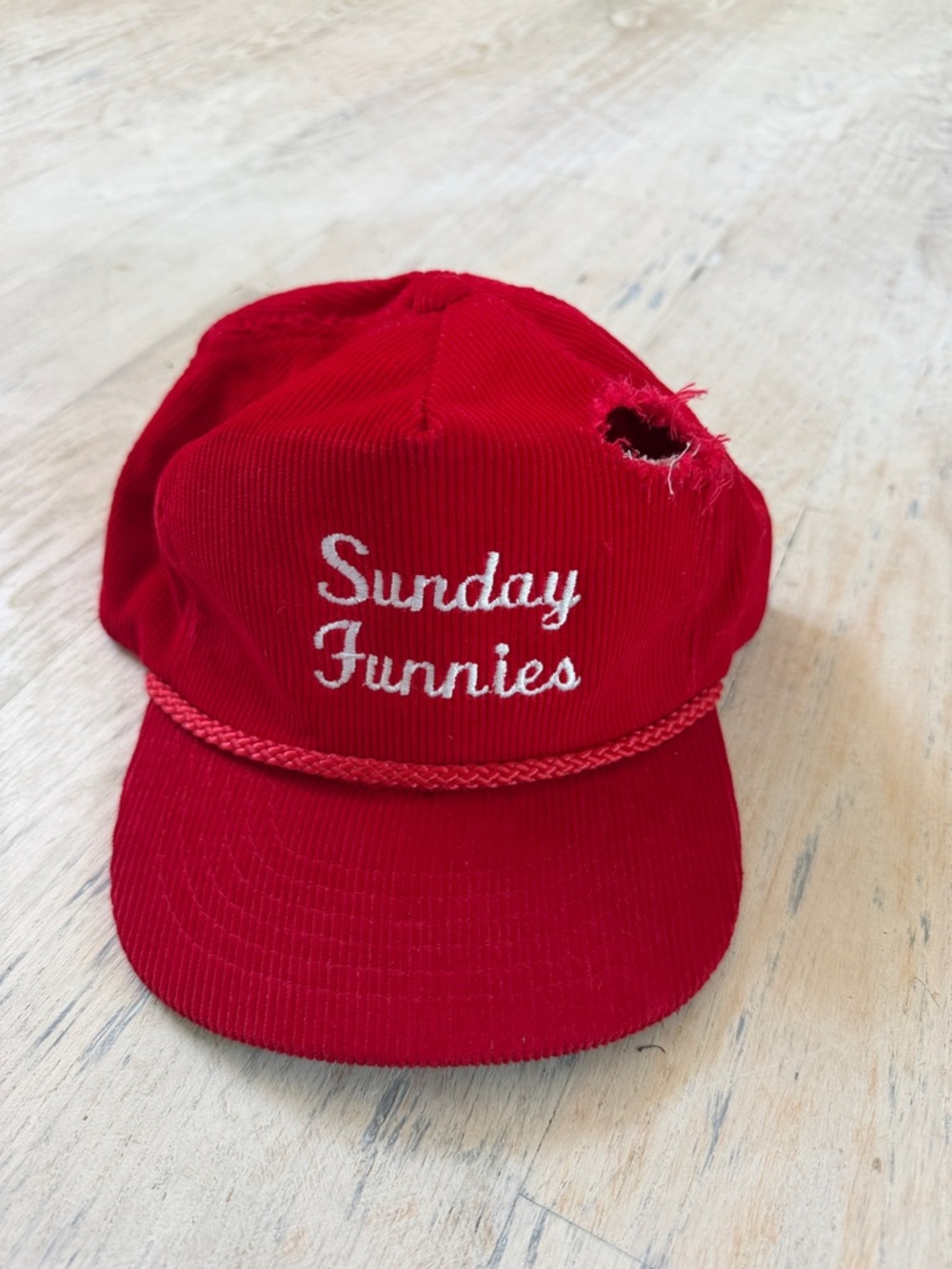 Red 'Sunday Funnies' Corduroy Cap